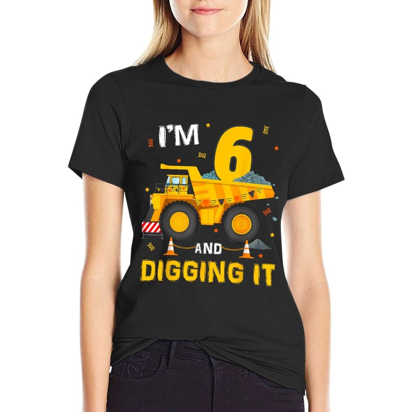 Im 6 And Digging It 6Yr Old 6th Birthday Construction Boy  Durable T-Shirt