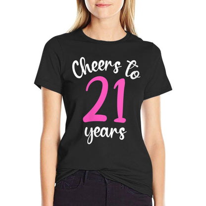 Womens 21st Birthday Cheers To 21 Years Pink 21st Birthday  Moisture-wicking T-Shirt