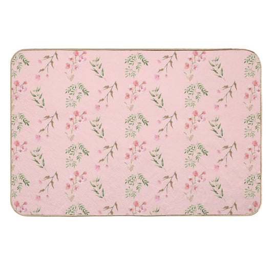 Pretty Pink Pattern Flowers  Pet-Safe Bath Mat