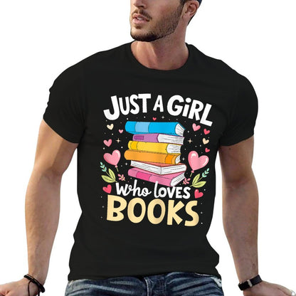 Just A Girl Who Loves Books Lover Reading Librarian Bookish  Vintage-inspired T-Shirt