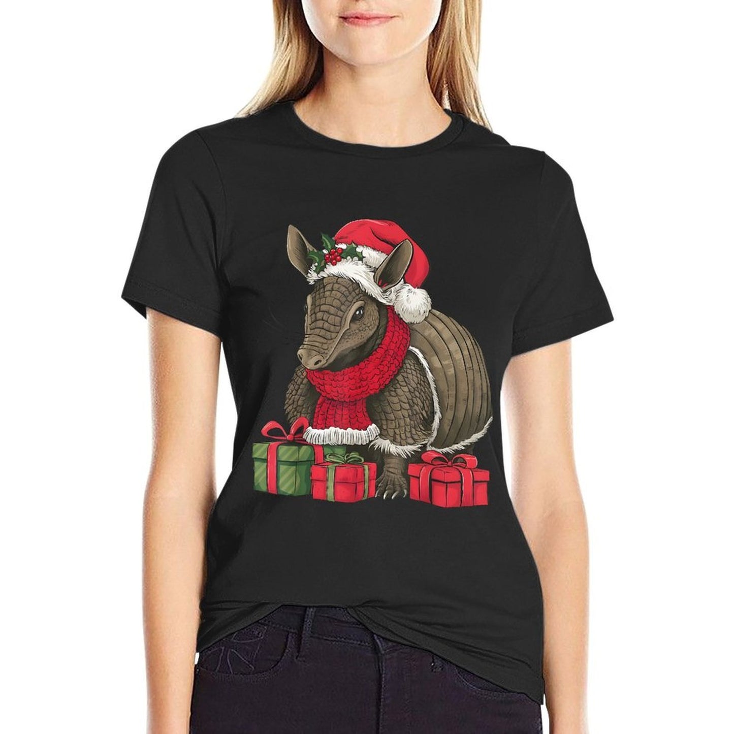 Armadillo Lover Xmas Holiday Santa Armadillo Christmas  Durable T-Shirt