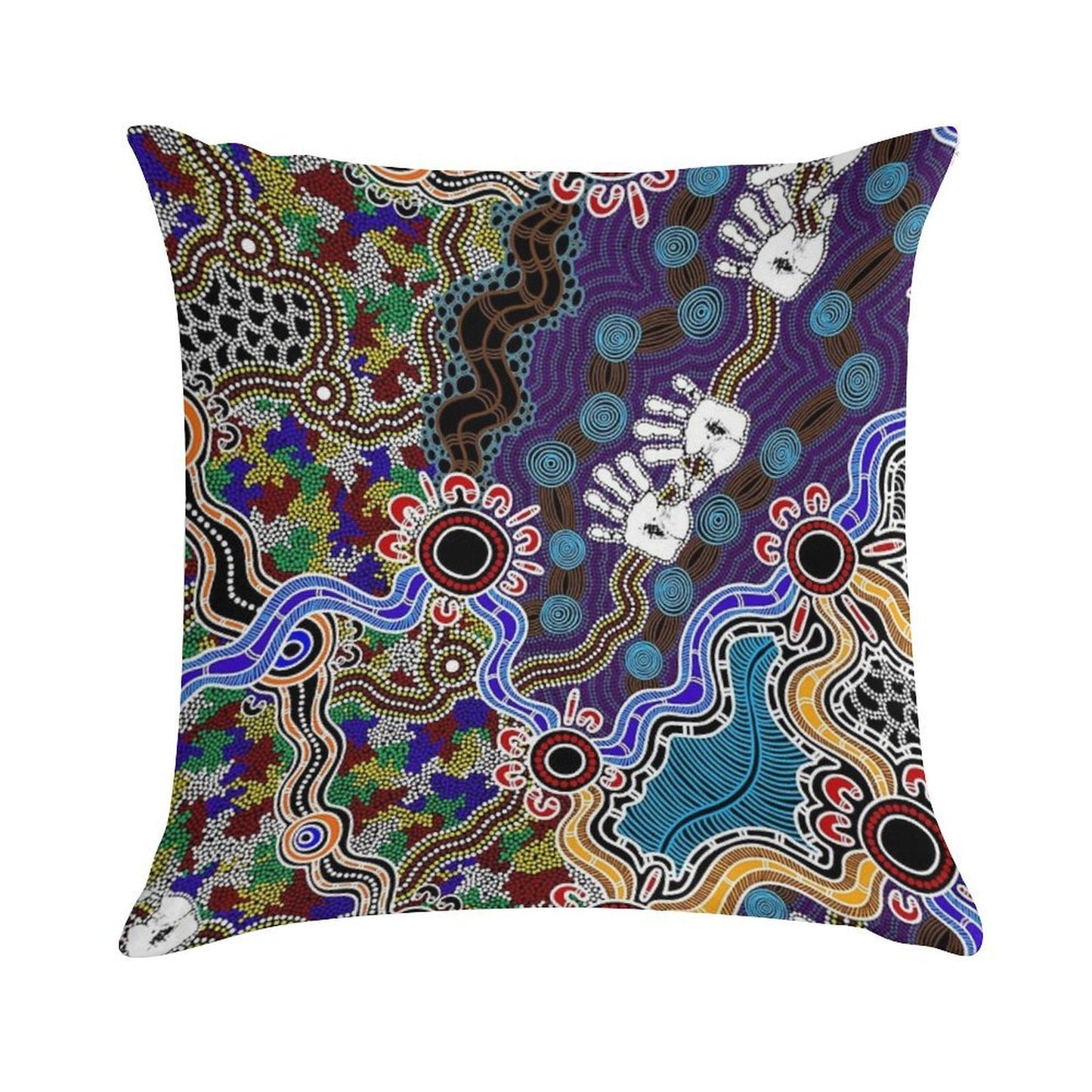 Authentic Aboriginal Art - Discovering Your Dreams Soft Durable Construction Throw Pillow