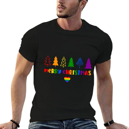 LGBT Christmas Gay Pride Merry Christmas Tree Rainbow  Graphic-printed T-Shirt