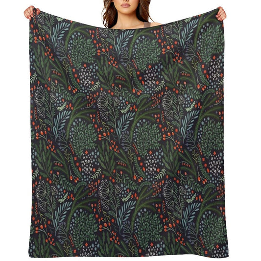 Night Florals Multi-functional Throw Blanket