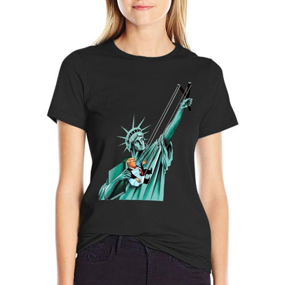 Statue of Liberty, Anti Trump, Funny Political  Summer-ready Fabric T-Shirt