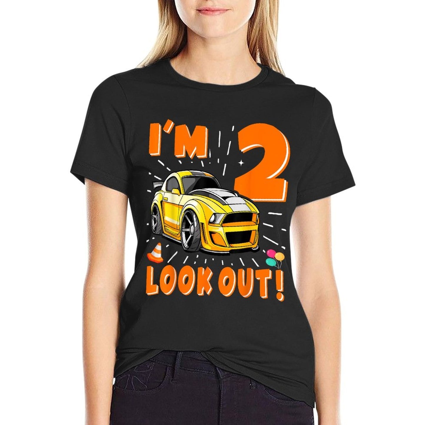 Two 2nd Birthday Boy Race Car 2 Years Old Car Racing  Fade-proof Color T-Shirt