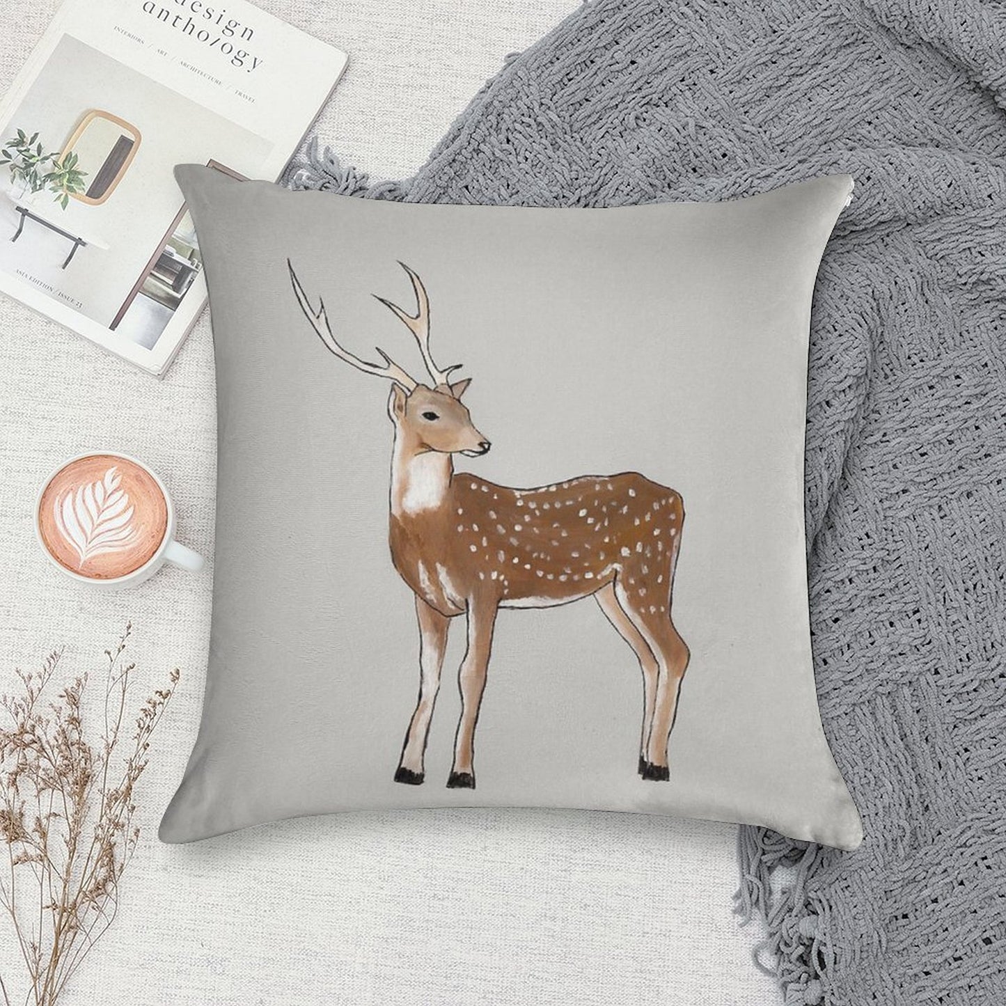 Nursery Art - Deer That Turns Wishes Soft Bedroom Essential Throw Pillow