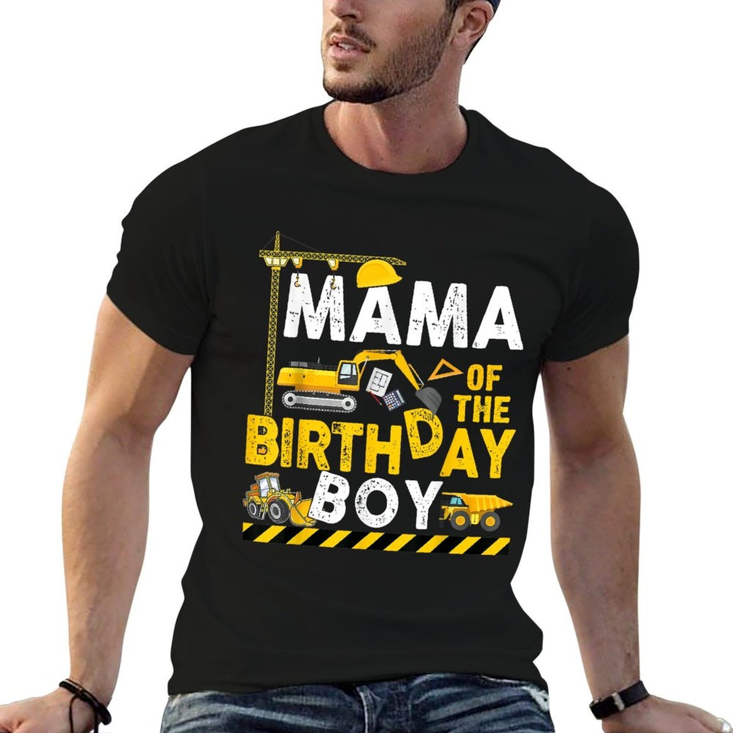 Mama of The Birthday Boy Construction Worker Bday Party Comfortable T-Shirt