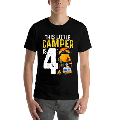 Kids Funny 4th Camping Birthday Camper Lover 4 Year Old  Lightweight T-Shirt