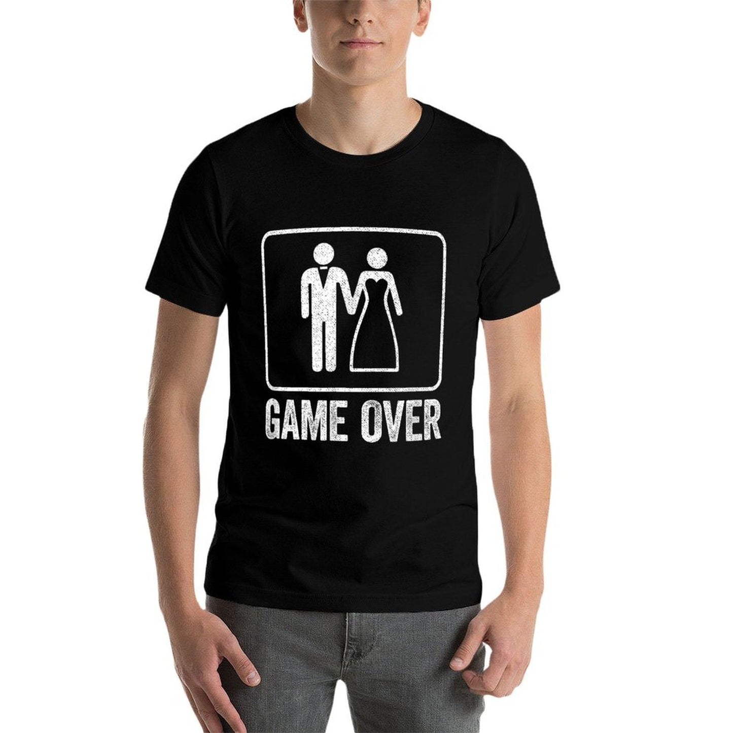 Game Over Funny Wedding Men Bachelor Party Tshirt  Tagless Design T-Shirt