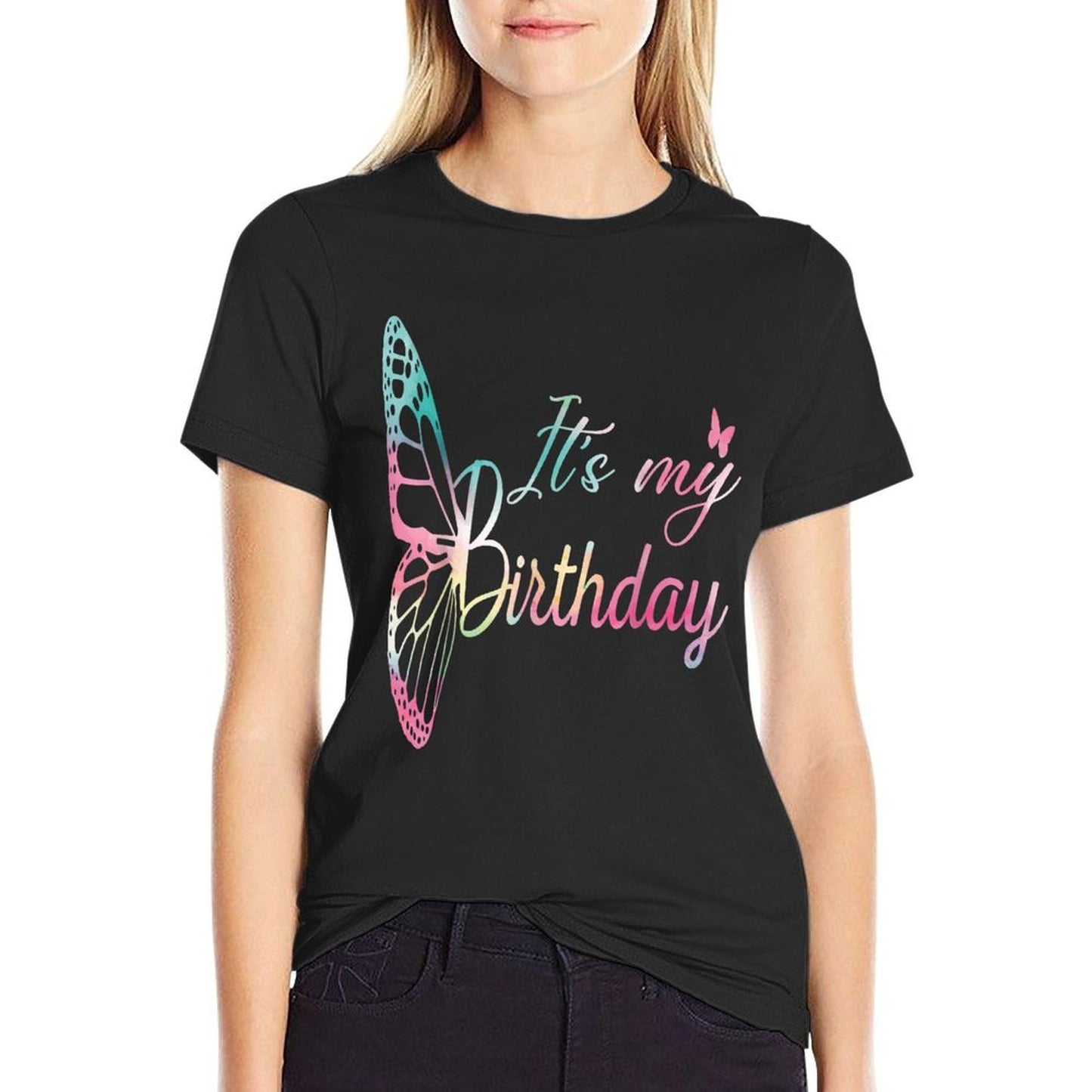 It's My Birthday, Gifts Birthday For Girls Women's Black Butterfly  Classic T-Shirt