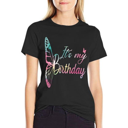 It's My Birthday, Gifts Birthday For Girls Women's Black Butterfly  Classic T-Shirt