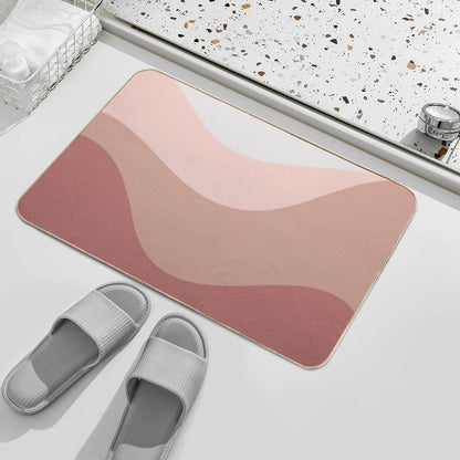Modern Pink Wave Abstract, Minimalist Art, Simple Pattern Durable Bath Mat