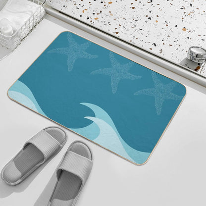 Waves And Starfish - Digital Art  Eco-Friendly Bath Mat