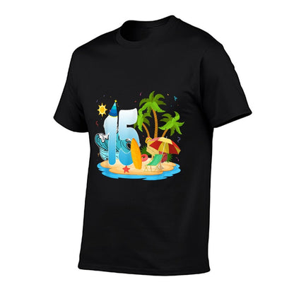 Kids 15th Birthday Beach Summer Vacation 15 Year Old Party  Stretchy T-Shirt