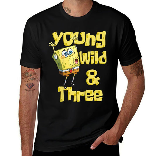 Mademark X SpongeBob SquarePants - Kids Young Wild & Three - 3rd Birthday  Wrinkle-resistant T-Shirt