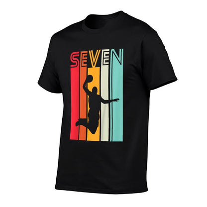 Kids 7th Birthday Basketball Lover Gift 7 Years Old Retro  Versatile T-Shirt