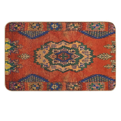 Traditional Vintage Moroccan Berber Artwork Design  Pet-Safe Bath Mat
