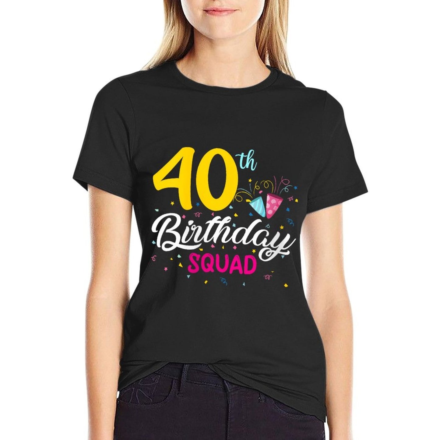 Womens 40th Birthday Squad 40 Year Old Gifts 40th Birthday Party  Polyester Blend T-Shirt