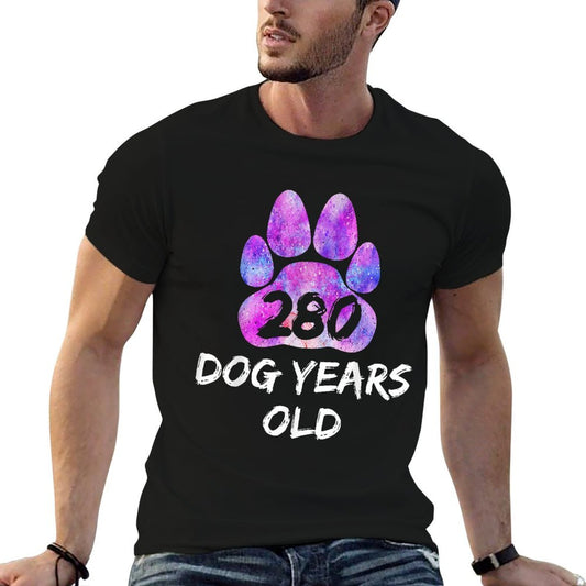 280 Dog Years Old Shirt - 40th Birthday Tshirt  Rolled Sleeves T-Shirt