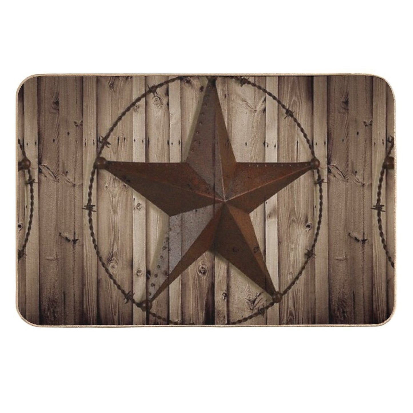 Primitive Western Country Barn Wood Grunge Star Durable Bath Mat