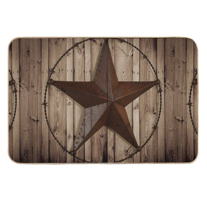 Primitive Western Country Barn Wood Grunge Star Durable Bath Mat