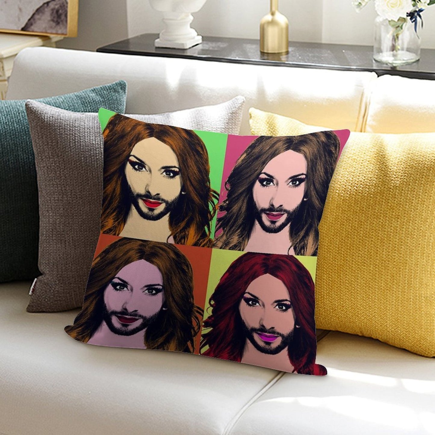 Conchita Wurst - Pop Art Soft Shrink-Resistant Throw Pillow