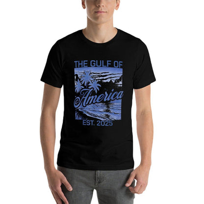 Retro Gulf Of USA America Est 2025 American Flag Gulf Mexico Eco-friendly Material T-Shirt