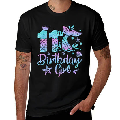 Mermaid Birthday Girl 11 Year Old Its My 11th Bday Mermaid  Tagless Design T-Shirt