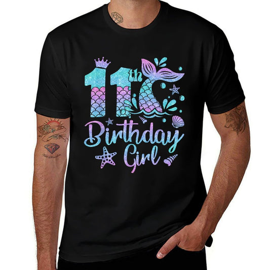 Mermaid Birthday Girl 11 Year Old Its My 11th Bday Mermaid  Tagless Design T-Shirt