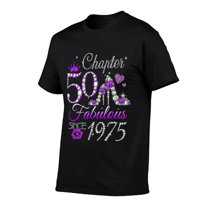 Chapter 50 Fabulous Since 1975 50th Birthday Queen Diamond  Cotton T-Shirt