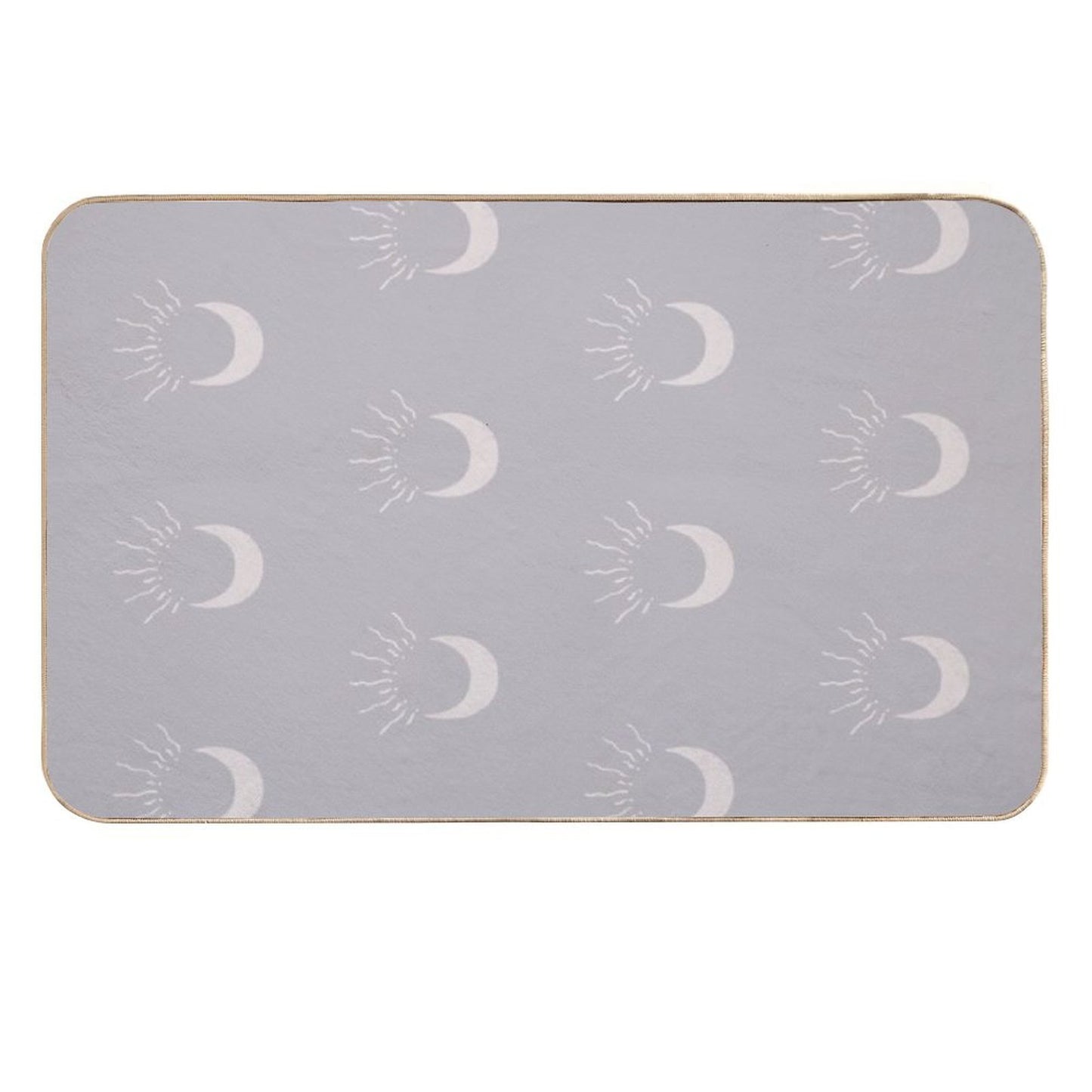 Cute Sun And Moon Design Boho Aesthetic In Muted Colors Blue Gray  Absorbent Bath Mat