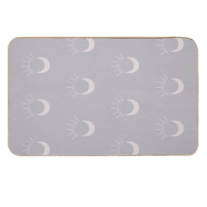 Cute Sun And Moon Design Boho Aesthetic In Muted Colors Blue Gray  Absorbent Bath Mat