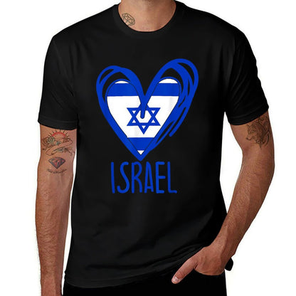 Patriotic Israel Pride Israeli Heart Flag  Lightweight T-Shirt