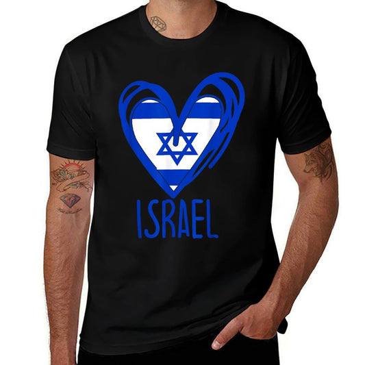 Patriotic Israel Pride Israeli Heart Flag  Lightweight T-Shirt