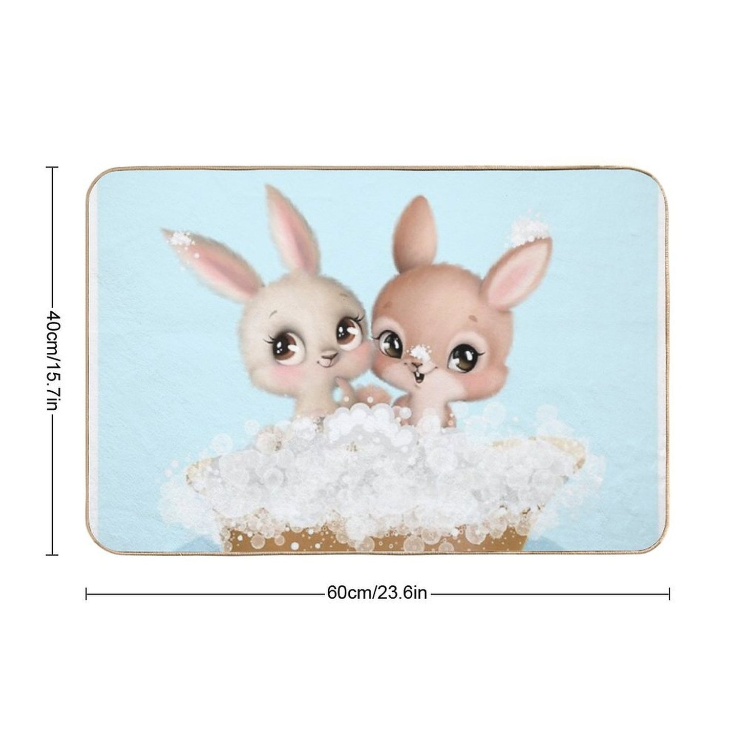 Cute Baby Bunnies in A Bathtub, Boys Bathroom Print, Baby Animals in Tub, Whimsy Animal, Kids Bathroom Art  Toxin-Free Bath Mat