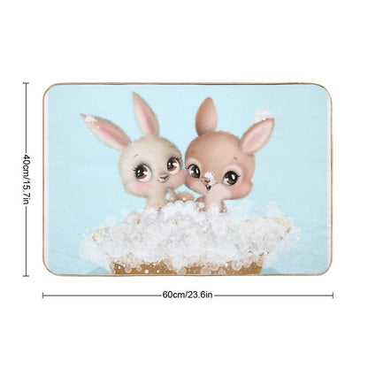 Cute Baby Bunnies in A Bathtub, Boys Bathroom Print, Baby Animals in Tub, Whimsy Animal, Kids Bathroom Art  Toxin-Free Bath Mat