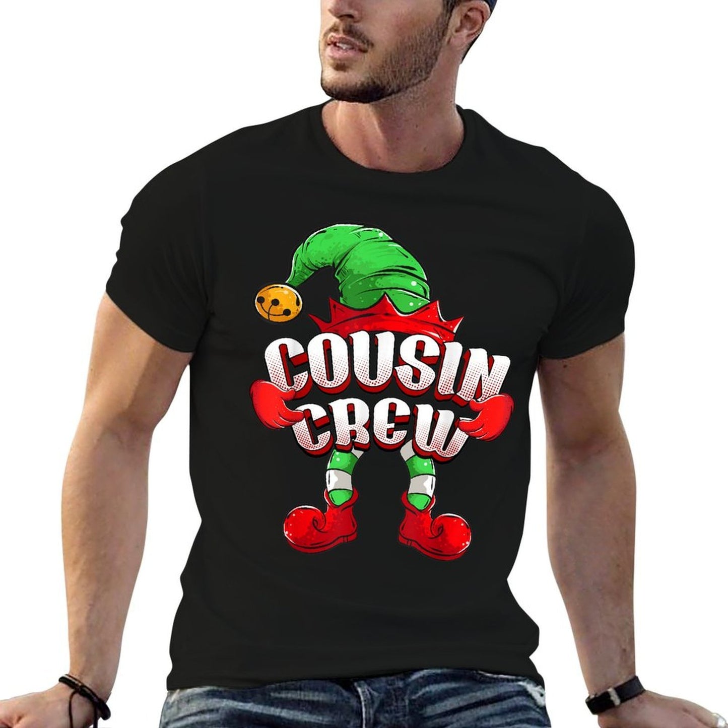 Christmas Cousin Crew Elf Ugly Matching Family  Stretchy T-Shirt