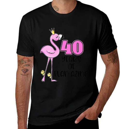 Womens 40 Years Of Flamazing Flamingo Design Beach 40th Birthday  High-quality Stitching T-Shirt