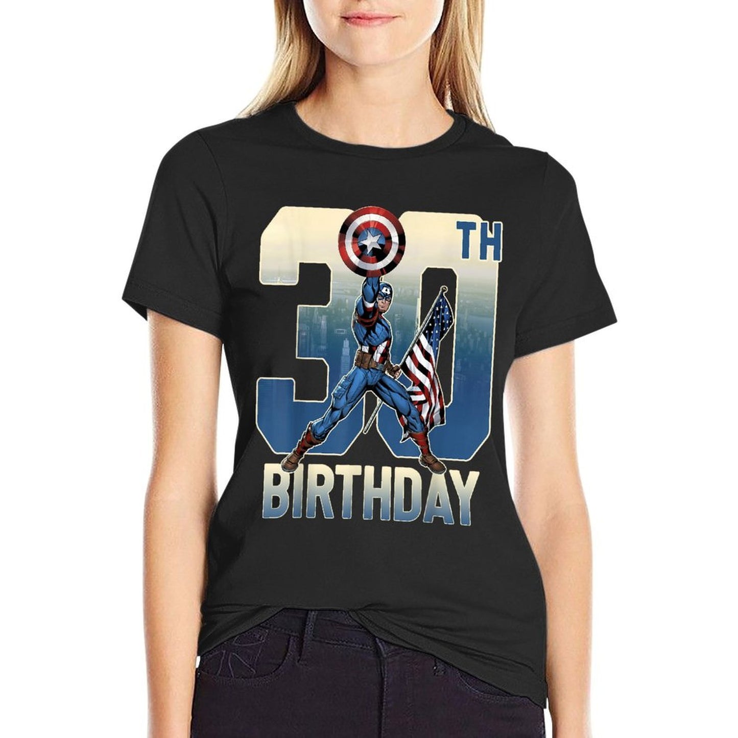 Marvel Captain America 30th Birthday Graphic  Cotton T-Shirt