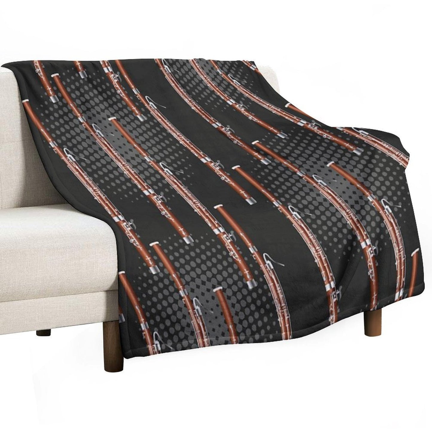 Bassoon on Black  Gray Machine-washable Throw Blanket