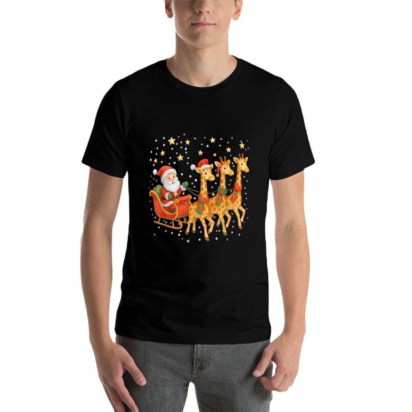 Funny Giraffe Lover Xmas Giraffe Santa Christmas Sleigh  Quick-drying T-Shirt