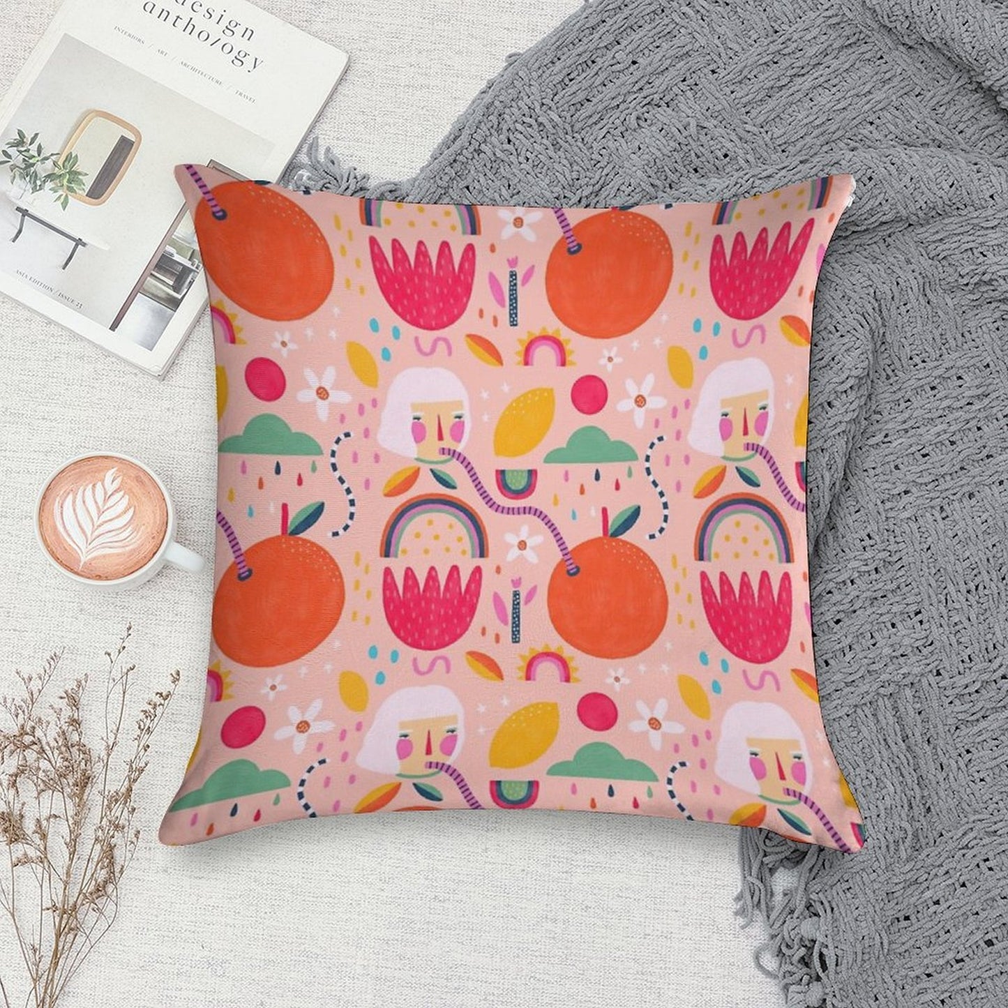 Summer Citrus Soft Washable Throw Pillow