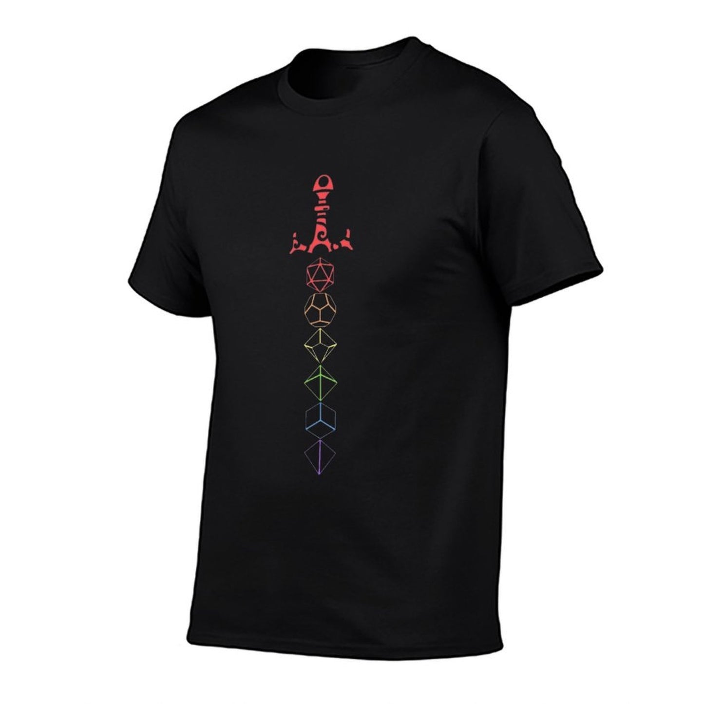 Rainbow Dice Sword Tabletop RPG Gaming  Rolled Sleeves T-Shirt