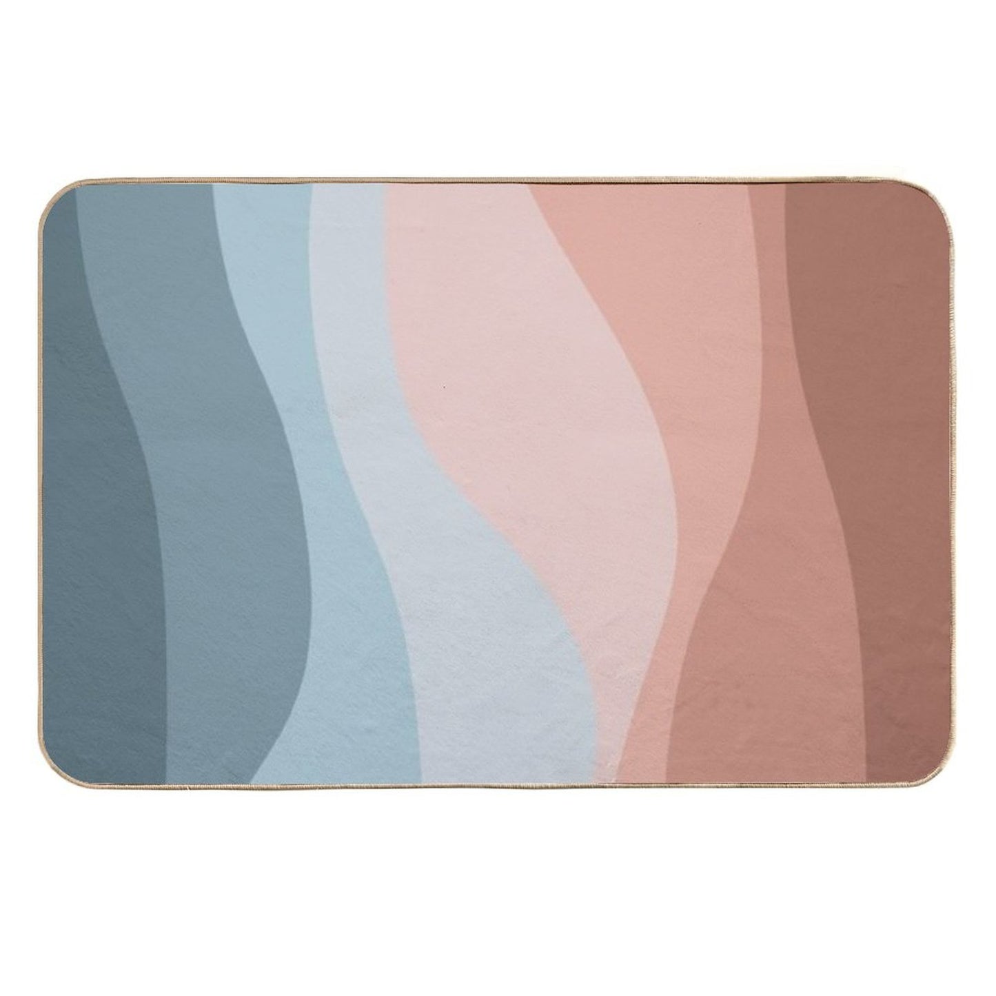 Retro Style Design with Blue And Pink Waves  Long-Lasting Bath Mat