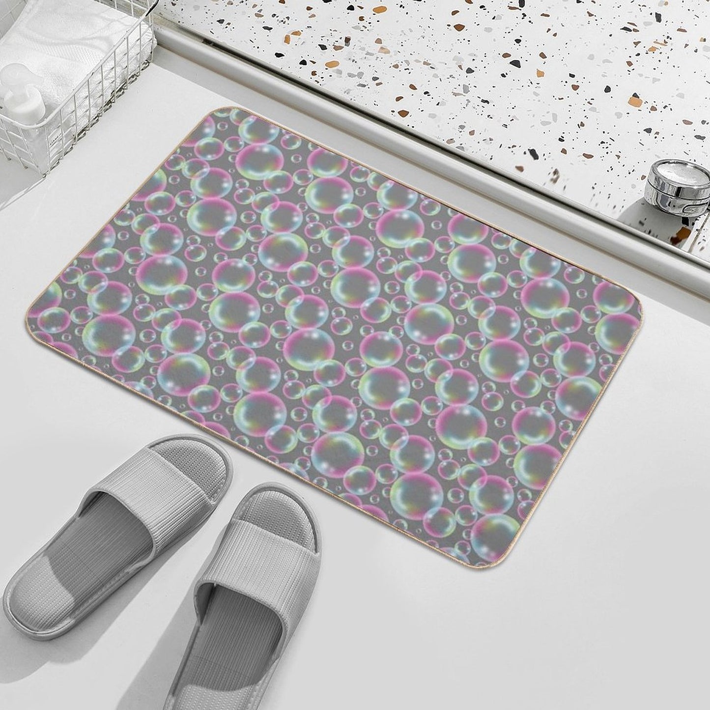 Bubbly Bubbles (Grey)  High-Traffic Bath Mat
