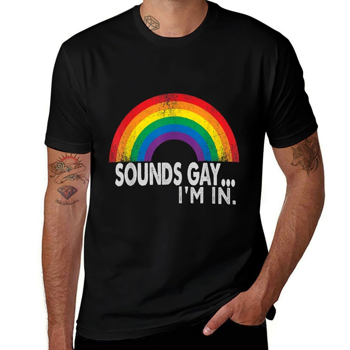 Sounds Gay I'm In With Rainbow Proud LGBTQ Gay Rights  Soft T-Shirt