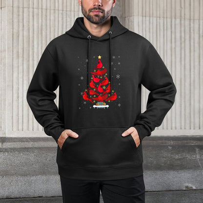 Santa Cardinal Bird Christmas Tree Christmas Lights Lover Colorfast Hoodie