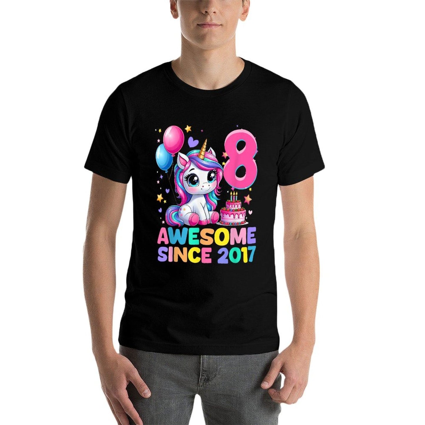 Unicorn 8th Birthday Gifts 8 Year Old Unicorn Girlsns  Easy-care T-Shirt