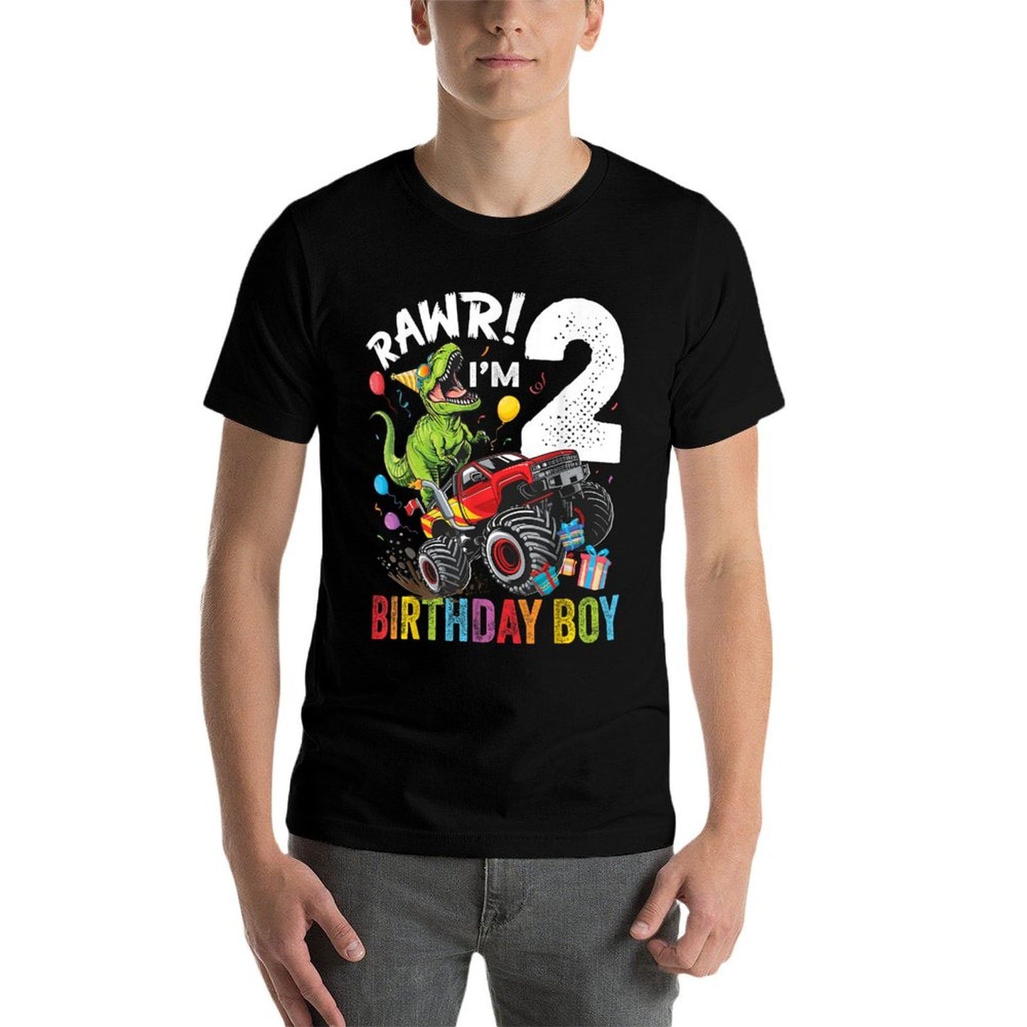 2nd Birthday Boy Dinosaur Monster Truck  Quick-drying T-Shirt